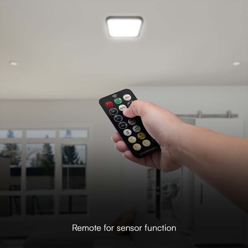 Plafón LED de baño con sensor LED/36W/230V 4000K IP44 42x42 cm negro + control remoto