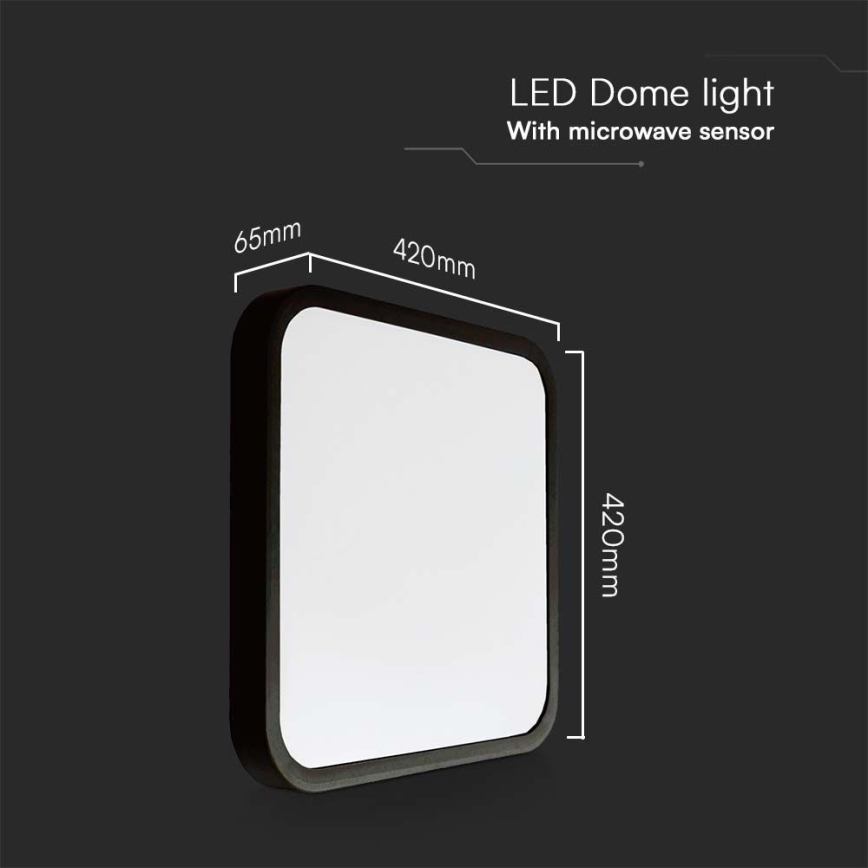 Plafón LED de baño con sensor LED/36W/230V 4000K IP44 42x42 cm negro + control remoto