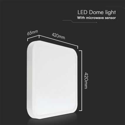 Plafón LED para baño con sensor SAMSUNG CHIP LED/36W/230V IP44 4000K 42x42 cm blanco + control remoto