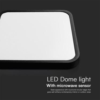 Plafón LED de baño con sensor SAMSUNG CHIP LED/36W/230V IP44 4000K 42x42 cm negro + control remoto