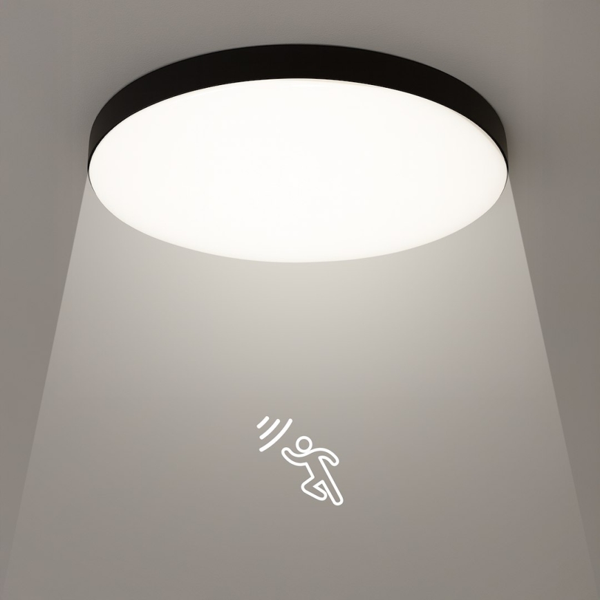Plafón LED de baño con sensor MAYA LED/13W/230V diá. 33 cm IP44 negro