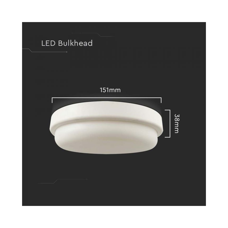 Plafón LED de baño LED/12W/230V 3000K IP54 diá. 15 cm