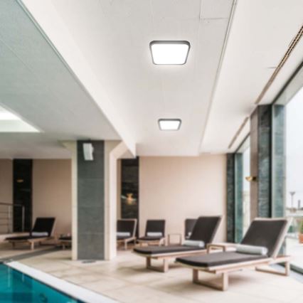 Plafón LED de baño LED/18W/230V 4000K IP44 25x25 cm negro