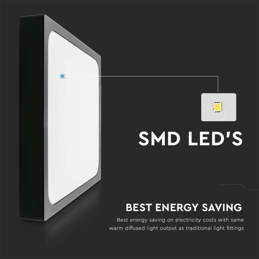 Plafón LED de baño LED/18W/230V 6500K IP44 22,5x22,5 cm negro