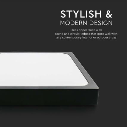 Plafón LED de baño LED/18W/230V 6500K IP44 22,5x22,5 cm negro