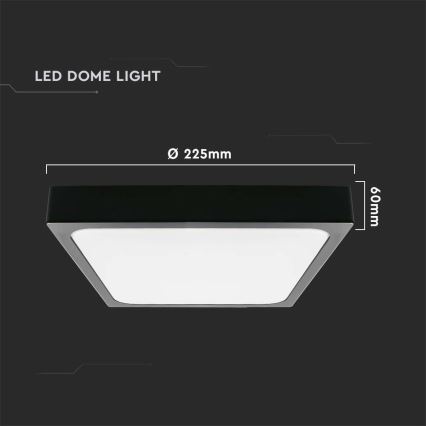 Plafón LED de baño LED/18W/230V 6500K IP44 22,5x22,5 cm negro