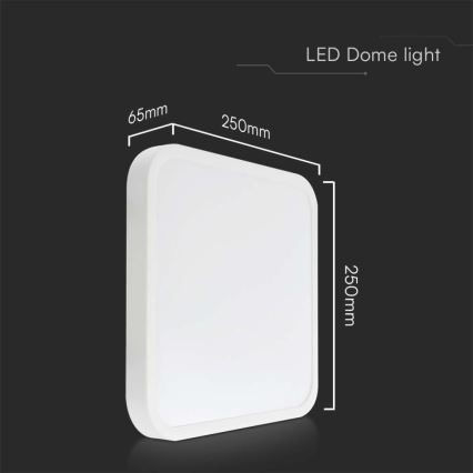 Plafón LED de baño LED/18W/230V 6500K IP44 25x25 cm blanco