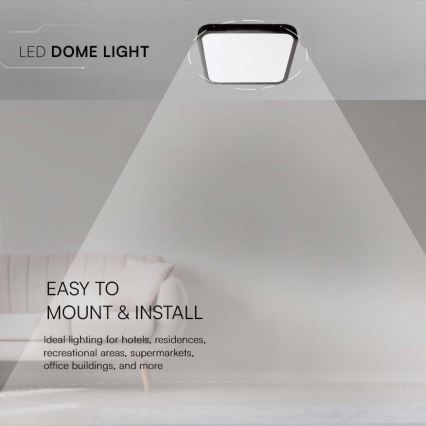 Plafón LED de baño LED/18W/230V 6500K IP44 25x25 cm negro