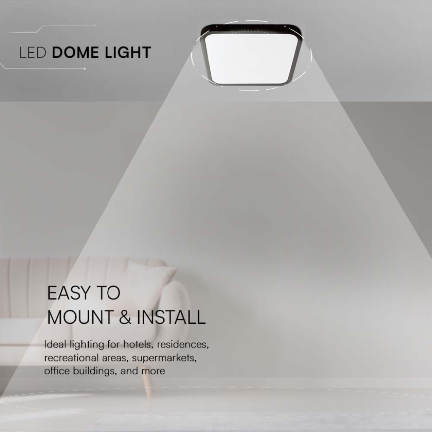 Plafón LED de baño LED/18W/230V 6500K IP44 25x25 cm negro