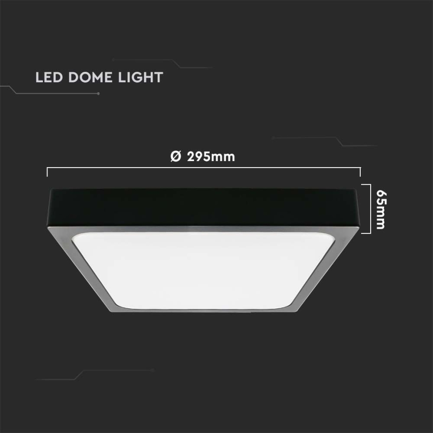 Plafón LED de baño LED/24W/230V 6500K IP44 29,5x29,5 cm negro