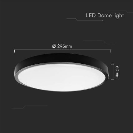 Plafón LED de baño LED/24W/230V 6500K IP44 diá. 29,5 cm negro
