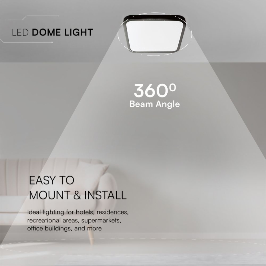 Plafón LED de baño SAMSUNG CHIP LED/24W/230V IP44 6500K 29x29 cm negro
