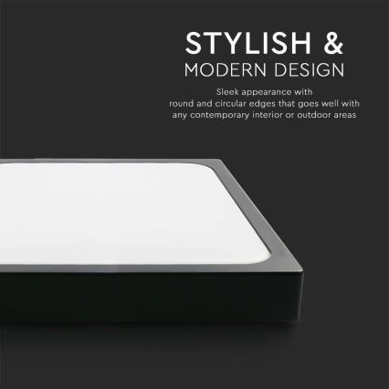 Plafón LED de baño LED/30W/230V 3000K IP44 42x42 cm negro