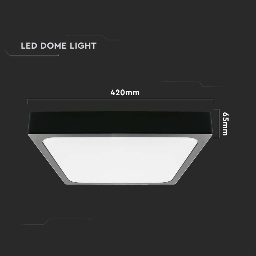 Plafón LED de baño LED/30W/230V 3000K IP44 42x42 cm negro