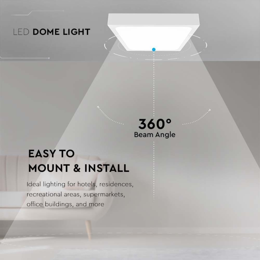 Plafón LED de baño LED/30W/230V 4000K IP44 42x42 cm blanco