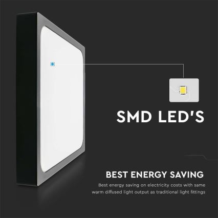 Plafón LED de baño LED/30W/230V 6500K IP44 42x42 cm negro