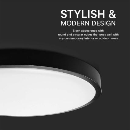 Plafón LED de baño LED/36W/230V 3000K IP44 diá. 29,5 cm negro