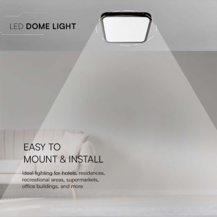 Plafón LED de baño LED/48W/230V 6500K IP44 42x42 cm negro