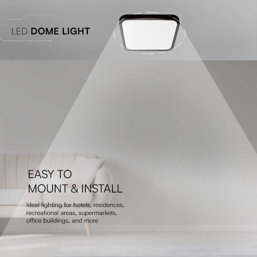 Plafón LED de baño LED/48W/230V 6500K IP44 42x42 cm negro