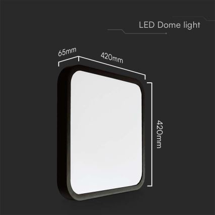 Plafón LED de baño LED/48W/230V 6500K IP44 42x42 cm negro
