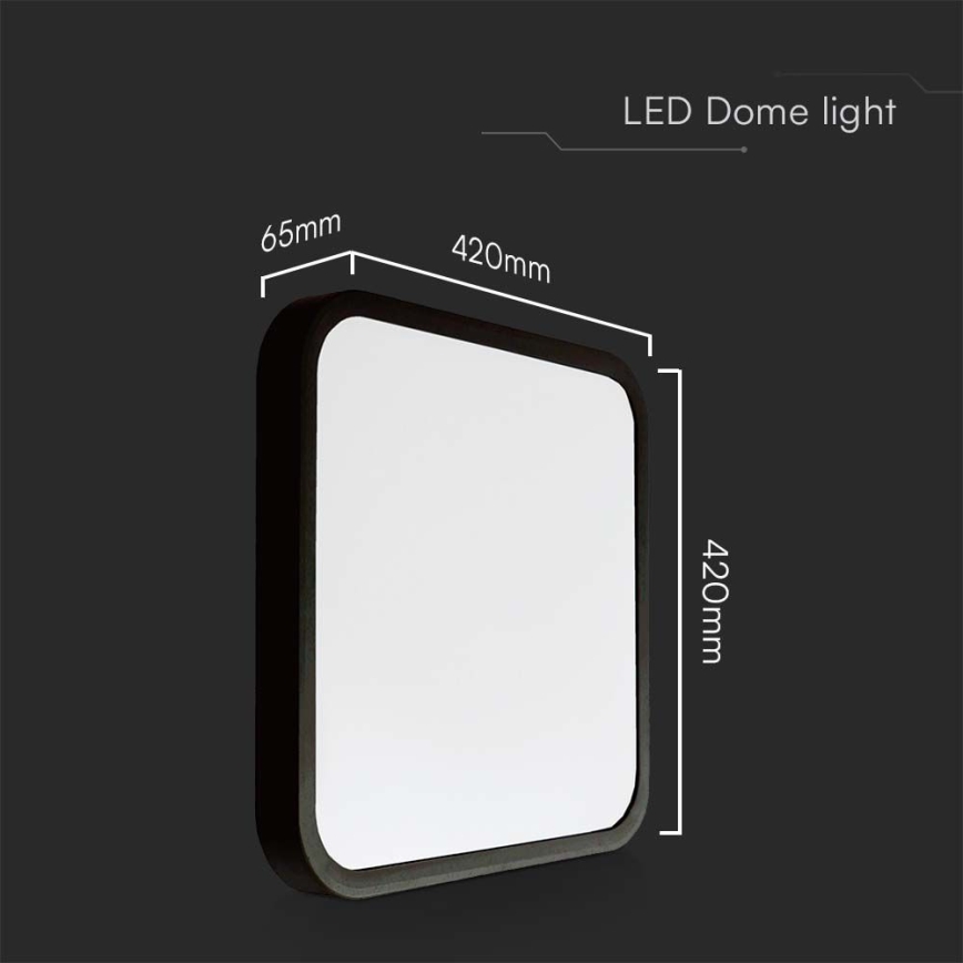 Plafón LED de baño LED/48W/230V 6500K IP44 42x42 cm negro