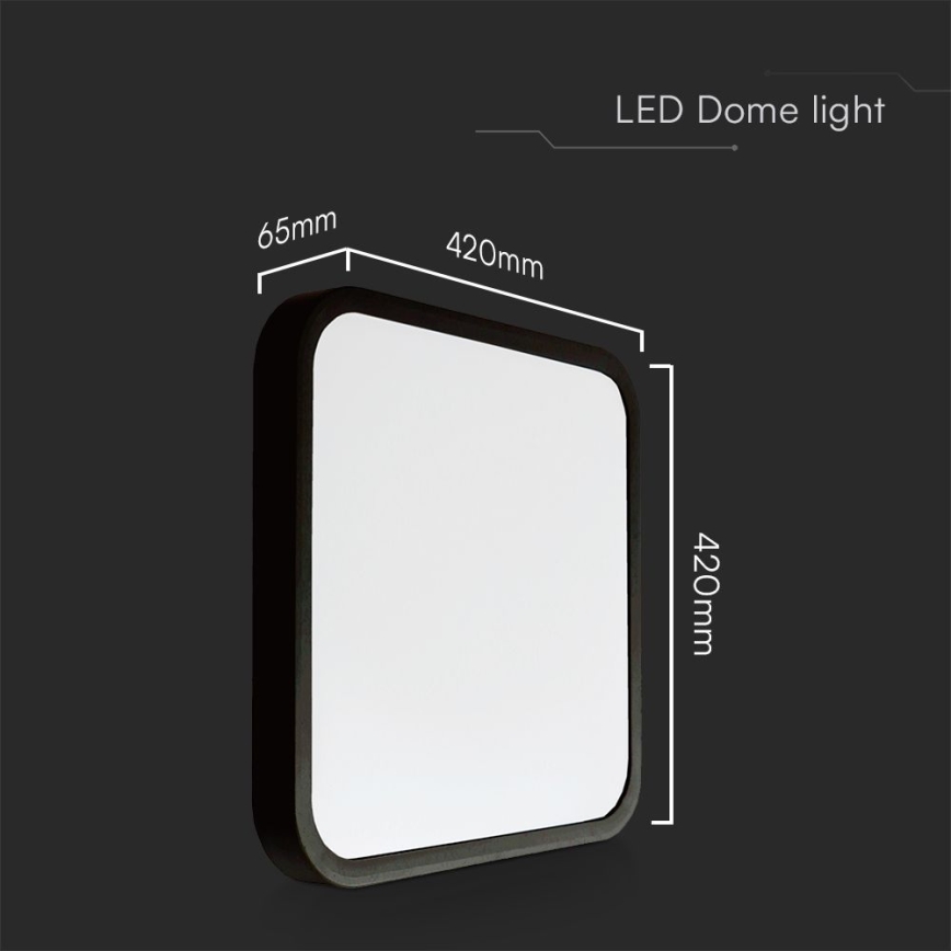 Plafón LED de baño SAMSUNG CHIP LED/48W/230V IP44 3000K 42x42 cm negro