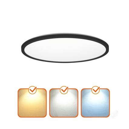 Plafón LED de baño NIVERA LED/12W/230V IP54 3000/4000/6000K diá. 22,5 cm negro