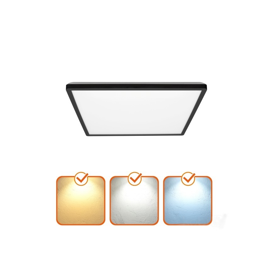 Plafón LED de baño NIVERA LED/24W/230V IP54 3000/4000/6000K 30x30 cm negro