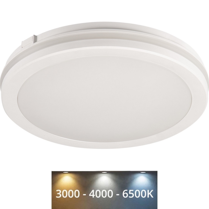 Plafón LED de exterior BENO ECO LED/30W/230V 3000/4000/6500K diá. 30 cm IP65 blanco