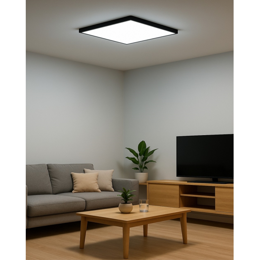 Plafón LED de techo 40W, 230V, 3000/4000/6500K, 50 x 50 cm, negro