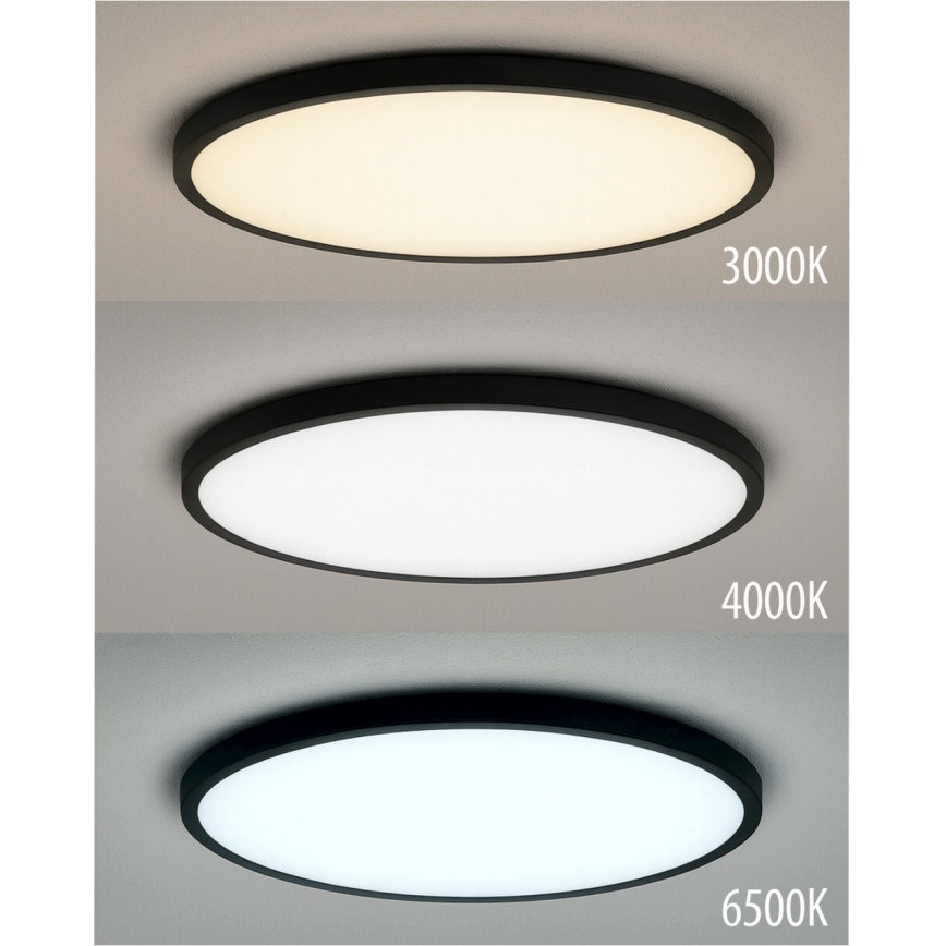 Plafón LED de techo LED/18W/230V 3000/4000/6500K Ø 23 cm negro