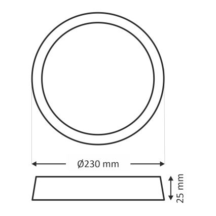 Plafón LED de techo LED/18W/230V 3000/4000/6500K Ø 23 cm negro