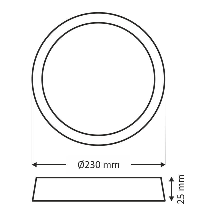 Plafón LED de techo LED/18W/230V 3000/4000/6500K Ø 23 cm negro