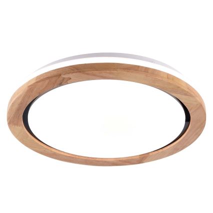 Lámpara de techo LED de madera para baño, 24 W, 230 V, Ø 39 cm, IP44, roble