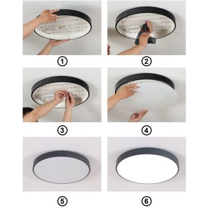 Plafón LED FELIZ LED/30W/230V 4000K diá. 30 cm negro
