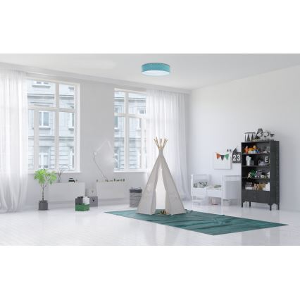 Plafón LED infantil GALAXY KIDS LED/24W/230V estrellas turquesa/blanco