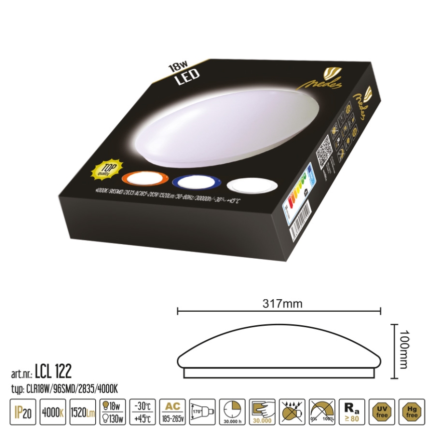 Plafón LED LED/18W/230V