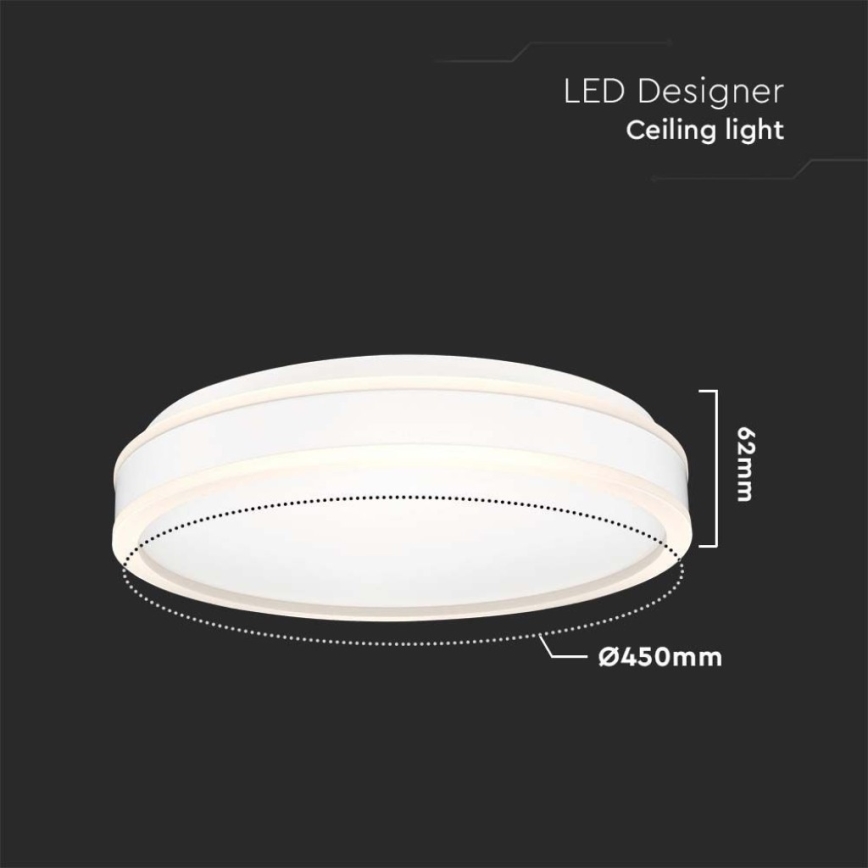 Plafón LED LED/24W/230V 4000K diá. 45 cm blanco