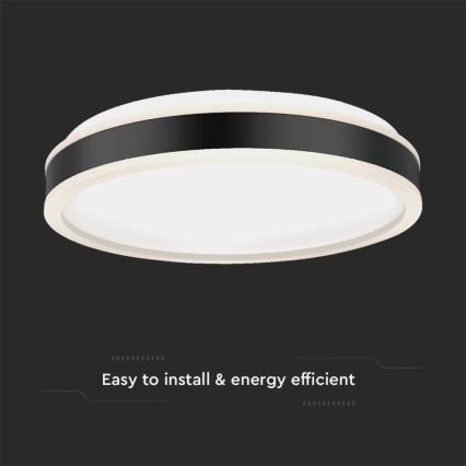 Plafón LED LED/24W/230V 4000K diá. 45 cm negro