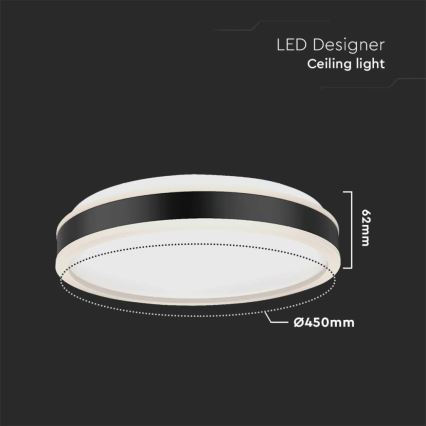 Plafón LED LED/24W/230V 4000K diá. 45 cm negro