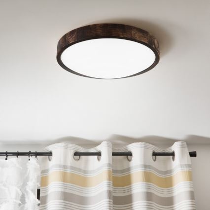 Plafón LED OAK SLIM LED/36W/230V 4000K Ø 37 cm roble/marrón oscuro