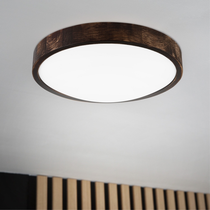 Plafón LED OAK SLIM LED/36W/230V 4000K Ø 37 cm roble/marrón oscuro