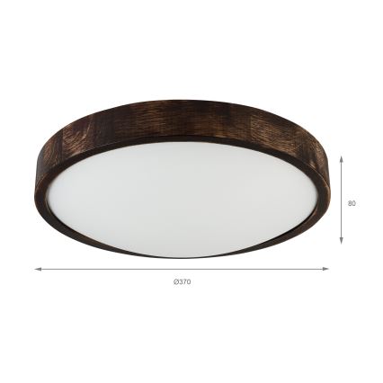 Plafón LED OAK SLIM LED/36W/230V 4000K Ø 37 cm roble/marrón oscuro