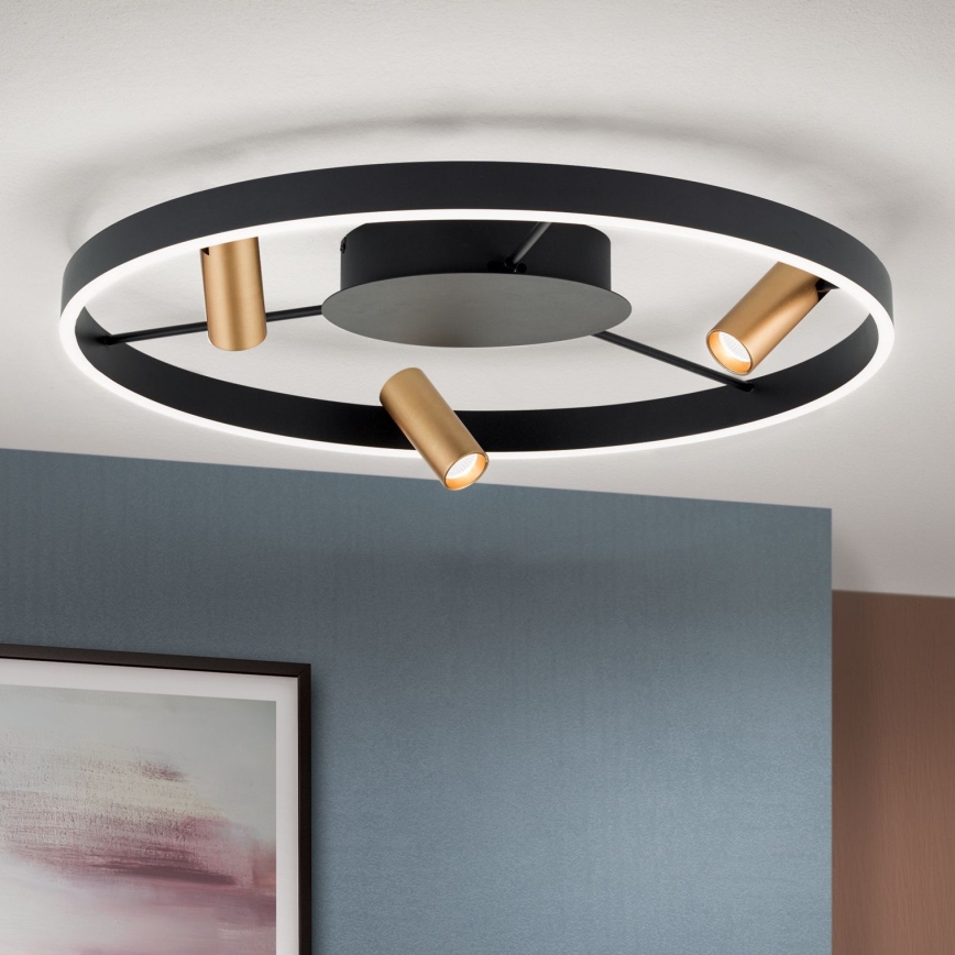 Plafón LED regulable BERLIN LED/50W/230V negro/dorado