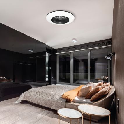Plafón LED regulable con ventilador ARIA LED/38W/230V negro/blanco + mando a distancia