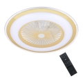 Plafón LED regulable con ventilador ZEPHYR LED/48W/230V 3000-6000K dorado + control remoto