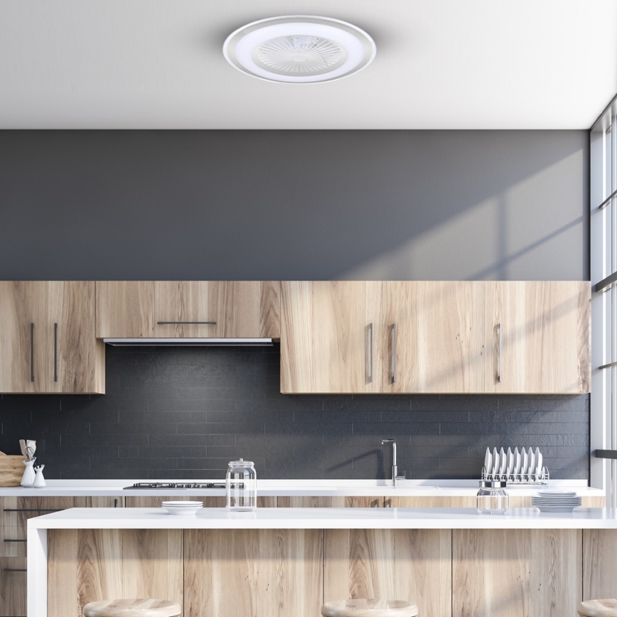 Plafón LED regulable con ventilador ZONDA LED/48W/230V 3000-6000K plata + control remoto