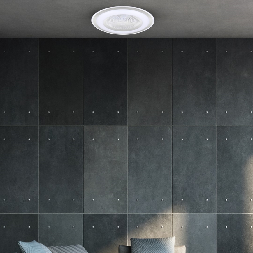 Plafón LED regulable con ventilador ZONDA LED/48W/230V 3000-6000K plata + control remoto