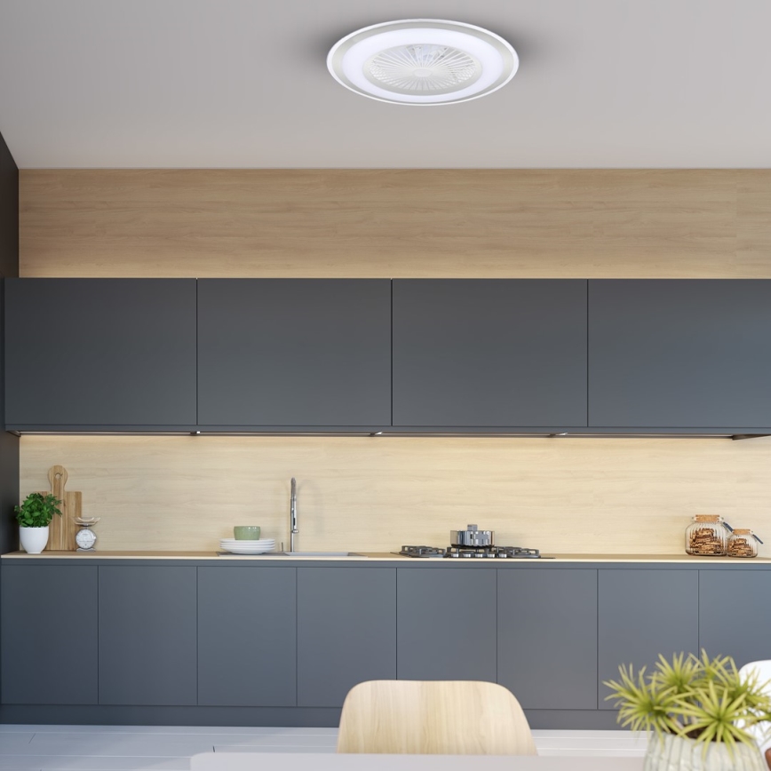Plafón LED regulable con ventilador ZONDA LED/48W/230V 3000-6000K plata + control remoto