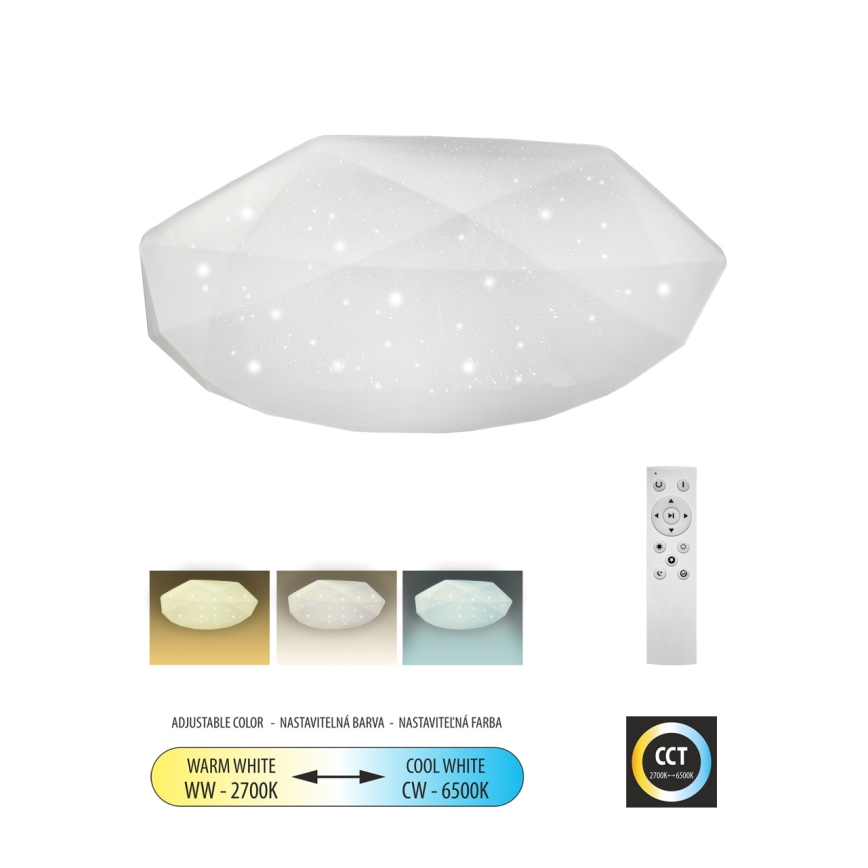 Plafón LED regulable INDUS LED/60W/230V 2700-6500K diá. 58 cm + control remoto